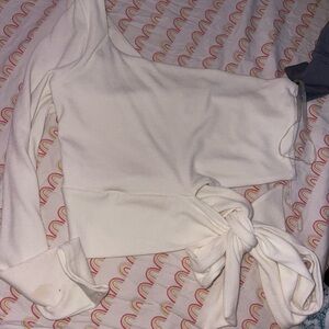 White One Shoulder Side Tie CutOut